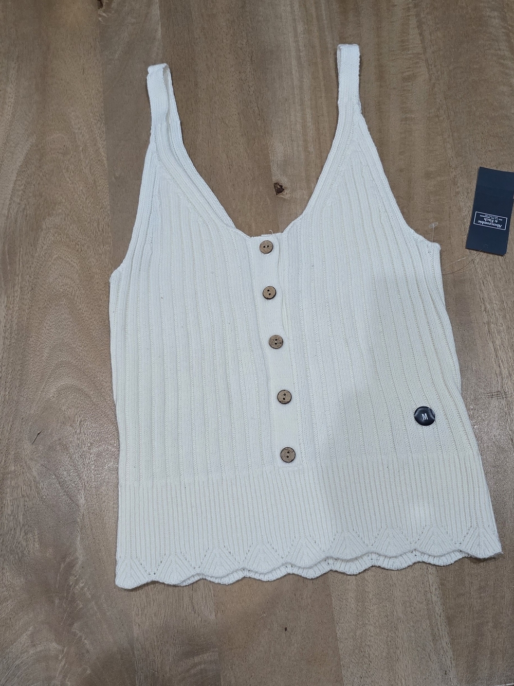 H&M Cream Ribbed Button-Front Knit Tank - Picture 3 of 6
